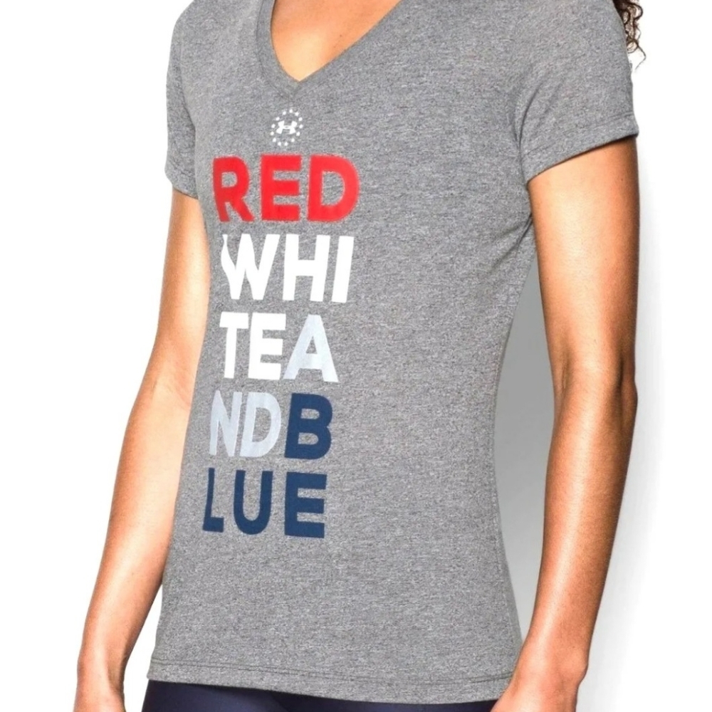 Under Armour ThreadBorne Vee Neck Tee ( redwhiteandblue)Women's Size Medium EUC